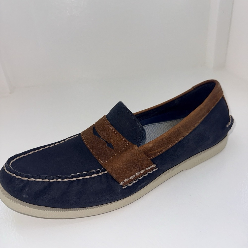 Sperry Top-Sider Mens Loafers Blue Brown Leather Boat Shoes STS23016 Size 11.5